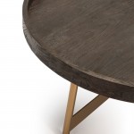 Coffee Table 100X100X45 Wood Dark Brown Metal Golden
