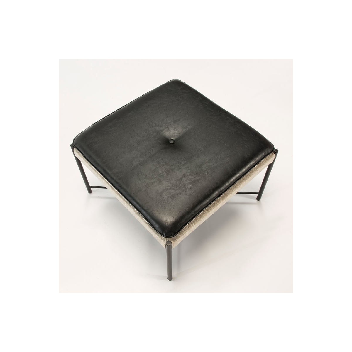 Reposapiés Puf rectangular Mediawave Faux Leather, pies de madera - NEGRO,  Otro mobiliario, Los mejores precios