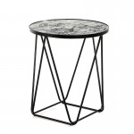 Side Table 60X60X68 Mirror Aged Metal Black