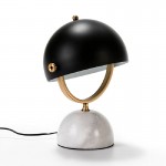 Table Lamp With Lampshade 28X24X40 Marble White Metal Golden Black