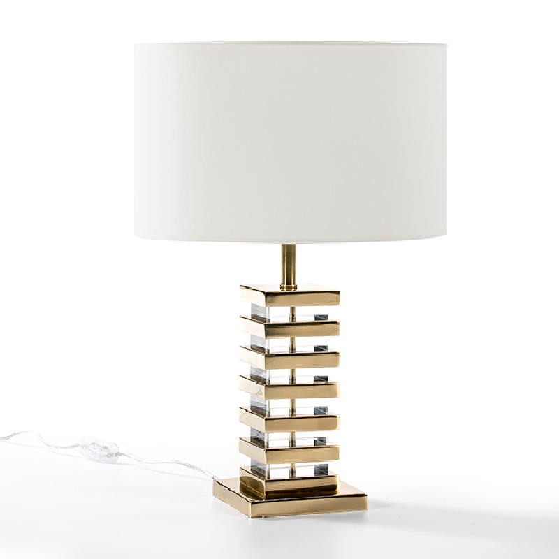 Lampe de Table sans abat-jour 15x15x41 Acrylique Métal Doré - image 51218