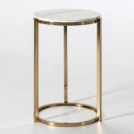 Auxiliary Table 38X40X60 Marble White Metal Golden