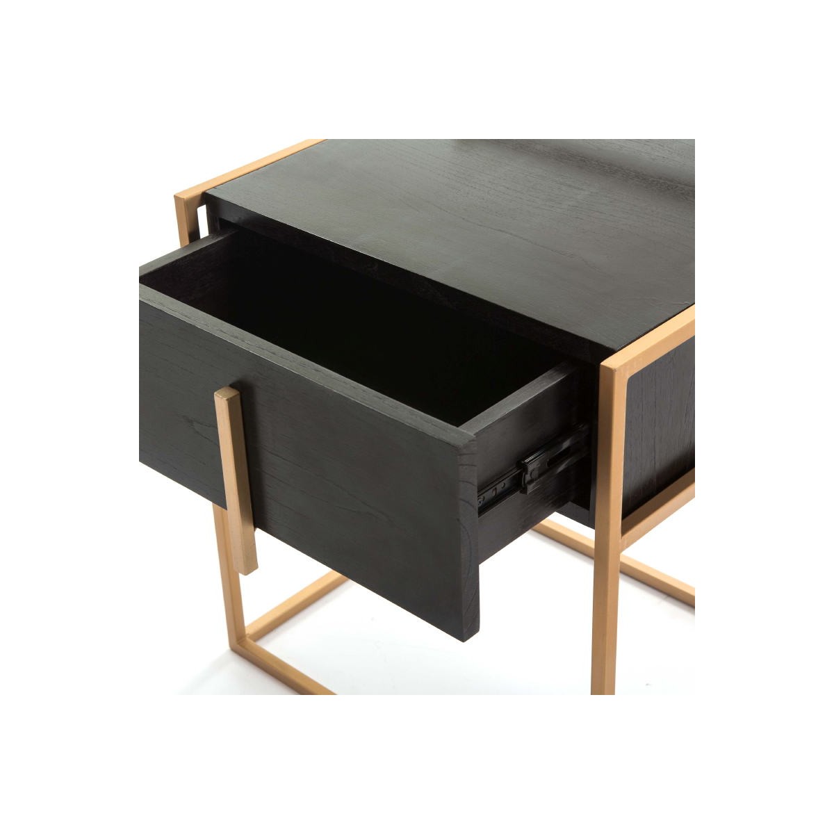 Table de chevet 1 tiroir en bois clair et métal noir SOHANE