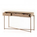 Console 120X40X76 Wood Metal White Washed Golden