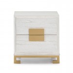 Bedside Table 2 Drawers 56X41X60 Wood White Golden