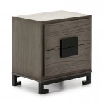 Bedside Table 2 Drawers 56X41X60 Wood Grey Black