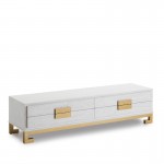 Tv Furniture 4 Drawers 161X45X45 Wood White Golden