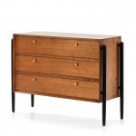 Chest Of Drawers 3 Drawers 125X45X90 Wood Brown Black