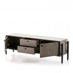 Tv Furniture 2 Doors 2 Drawers 160X40X50 Wood Grey Black