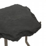 Mesa Auxiliar 49X46X65 Piedra Negro Metal Dorado Antique