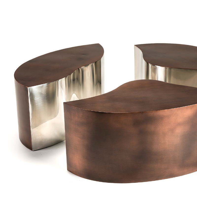 Coffee Table 103X76X35 Metal Copper Antique Silver - image 51519