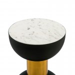 Side Table 32X32X43 Marble White Metal Golden Black