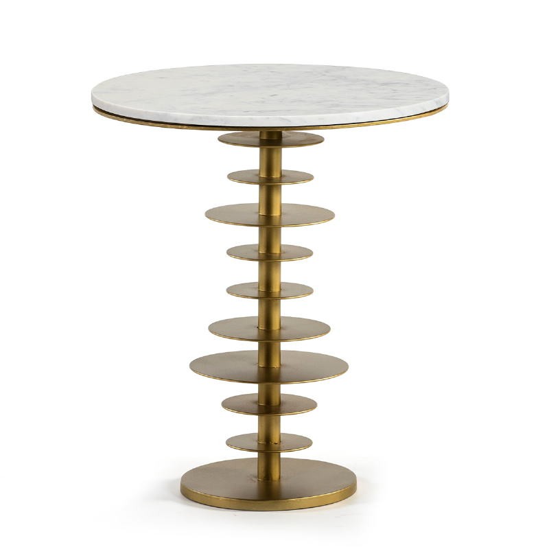 Side Table 50X50X58 Marble White Metal Golden - image 51544