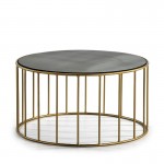Side Table 76X76X40 Mirror Aged Metal Golden
