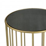 Side Table 43X43X65 Mirror Black Metal Golden