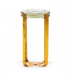 Side Table 26X26X46 Glass Metal Golden