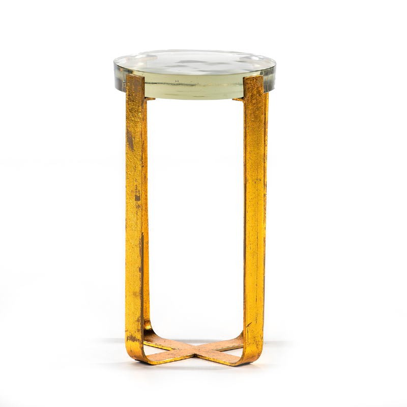 Side Table 26X26X46 Glass Metal Golden - image 51702