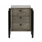 Bedside Table 3 Drawers 50X40X61 Wood Grey Black