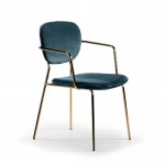 Chair Armrests 55X55X82 Metal Golden Fabric Blue