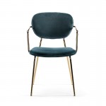 Chair Armrests 55X55X82 Metal Golden Fabric Blue