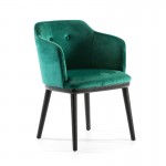 Chair 61X48X78 Wood Black Fabric Green