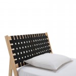 Bed 112X205X97 Ash Wood Natural Fabric Black