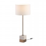 Table Lamp Without Lampshade 10X10X58 Marble White Metal Golden