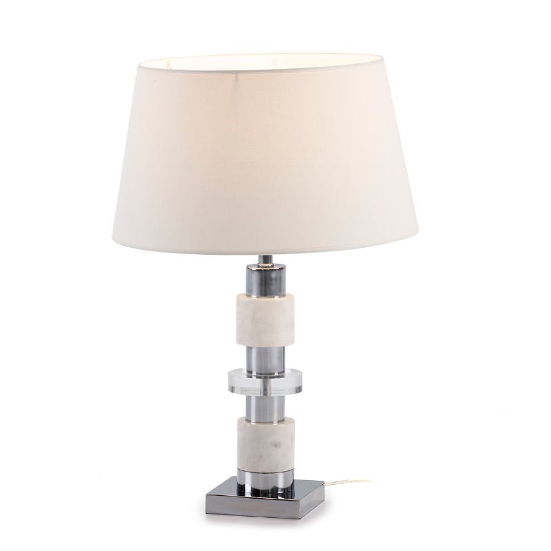 Lampe Auf Tisch Ohne Bildschirm 13X13X40 Methacrylat/Marmor Weiß/Metall Silber - image 51871