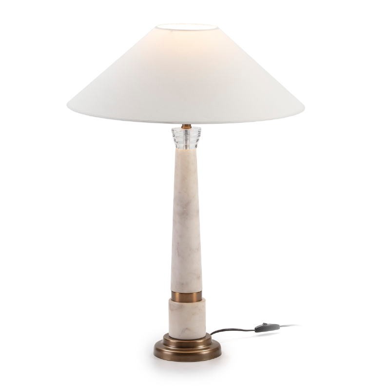 Lampe de Table sans abat-jour 15x15x57 Méthacrylate Marbre Blanc Métal Doré - image 51873