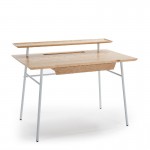 Desk 120X70X91 Wood Natural Metal White