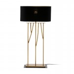 Table Lamp 30X15X61 Metal Golden With Lampshade Black