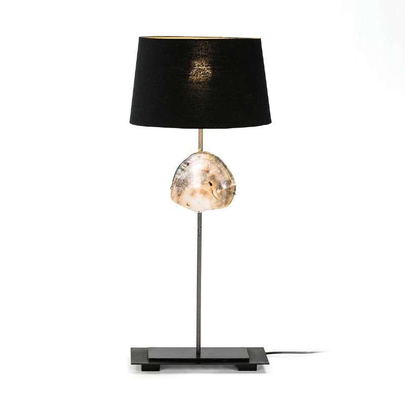 Table Lamp 30X13X53 Nacre Metal With Lampshade Black Model 2 - image 52121