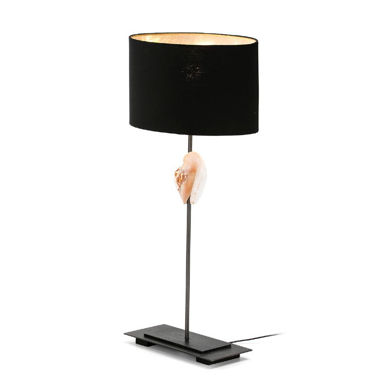 Table Lamp 30X13X53 Nacre Metal With Lampshade Black Model 3 - image 52130