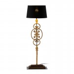Table Lamp 30X15X76 Metal Wood Golden With Lampshade Black