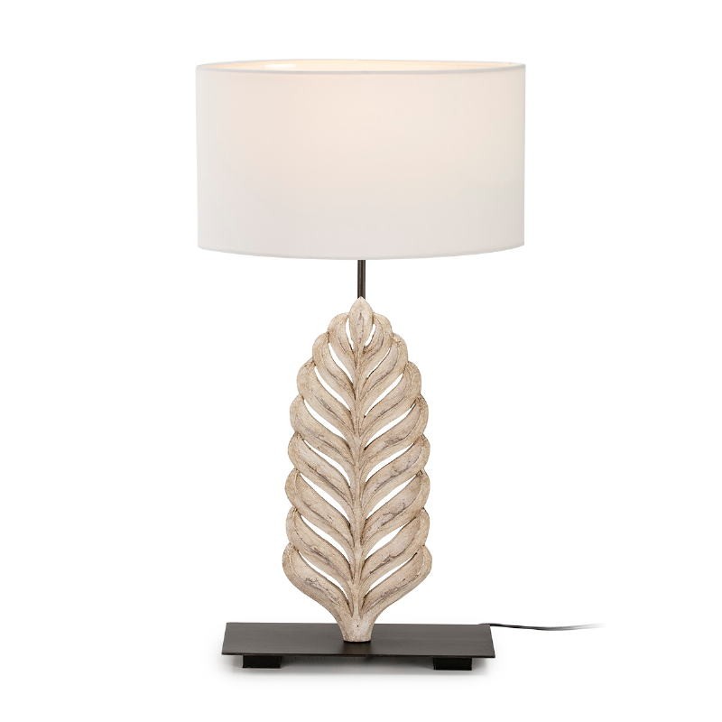 Table Lamp 30X13X46 Metal Wood White With Lampshade White - image 52138