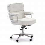 Office Chair 64X60X93 99 Metal Leather White