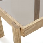 Side Table 43X41X40 Glass Smoked Wood Natural