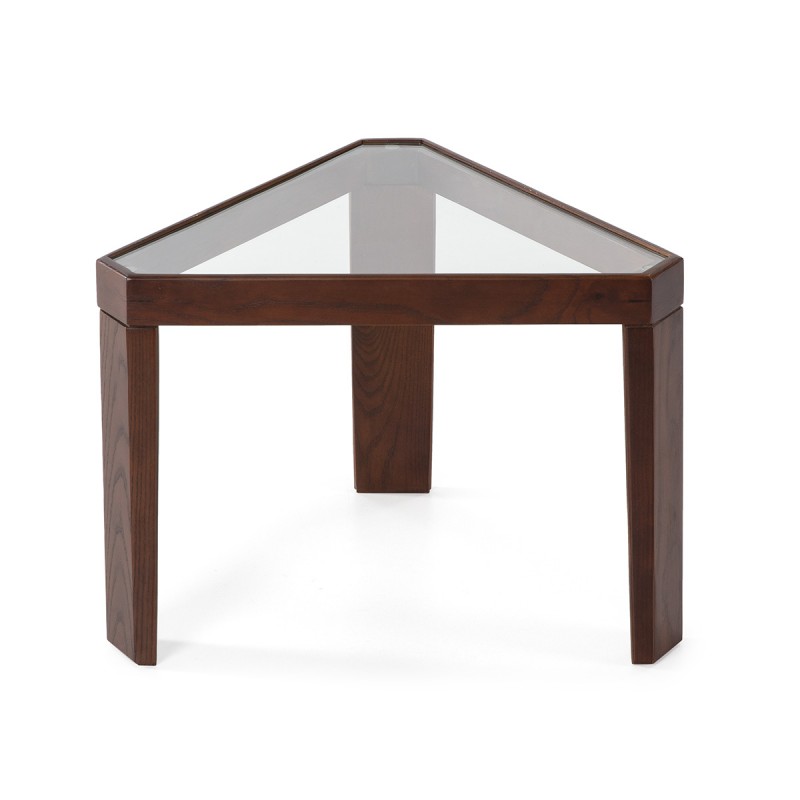 Side Table 54X47X40 Glass Wood Dark Brown - image 52195