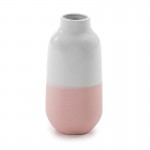 Vaso 15X15X30 Ceramica Bianco Rosa