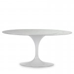 Table à Manger 150x120x73 cm Marbre Blanc Aluminium Blanc