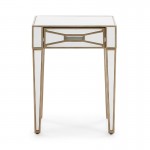 Bedside Table 45X40X60 Mirror Glass White Mdf Golden