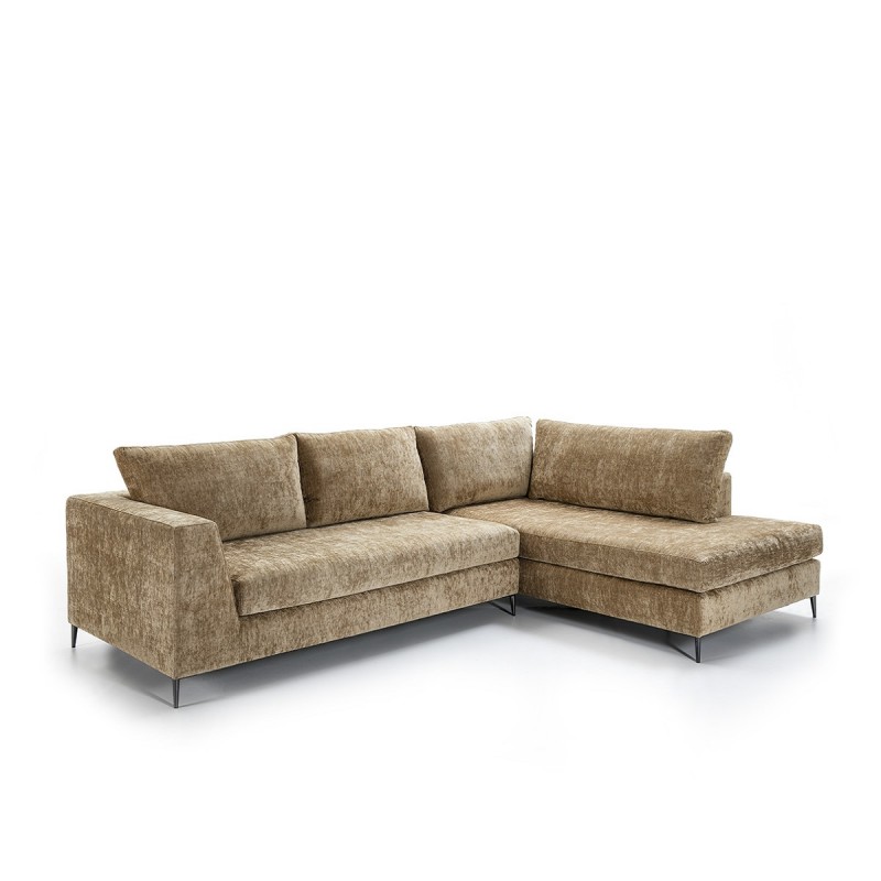 Sofa Corner 3 Seater 300X210X90 Cm Fabric Clear Brown - image 52258