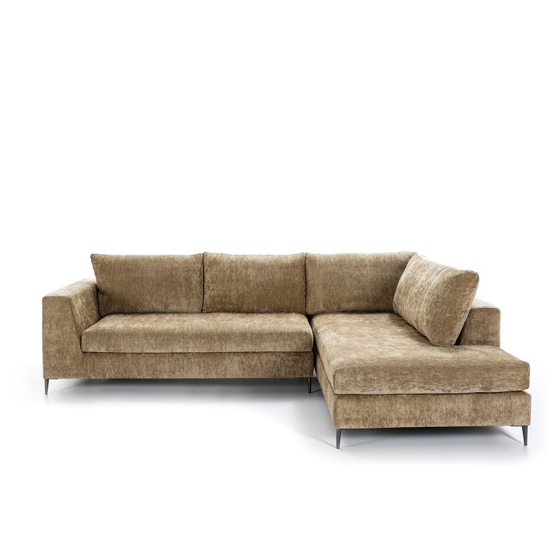 Sofa Corner 3 Seater 300X210X90 Cm Fabric Clear Brown - image 52259