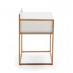 Bedside Table 50X40X60 Wood White Metal Golden