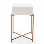 Bedside Table 50X40X62 Wood White Metal Golden