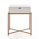Bedside Table 50X40X62 Wood White Metal Golden