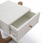 Bedside Table 51X45X61 Wood White Metal Golden