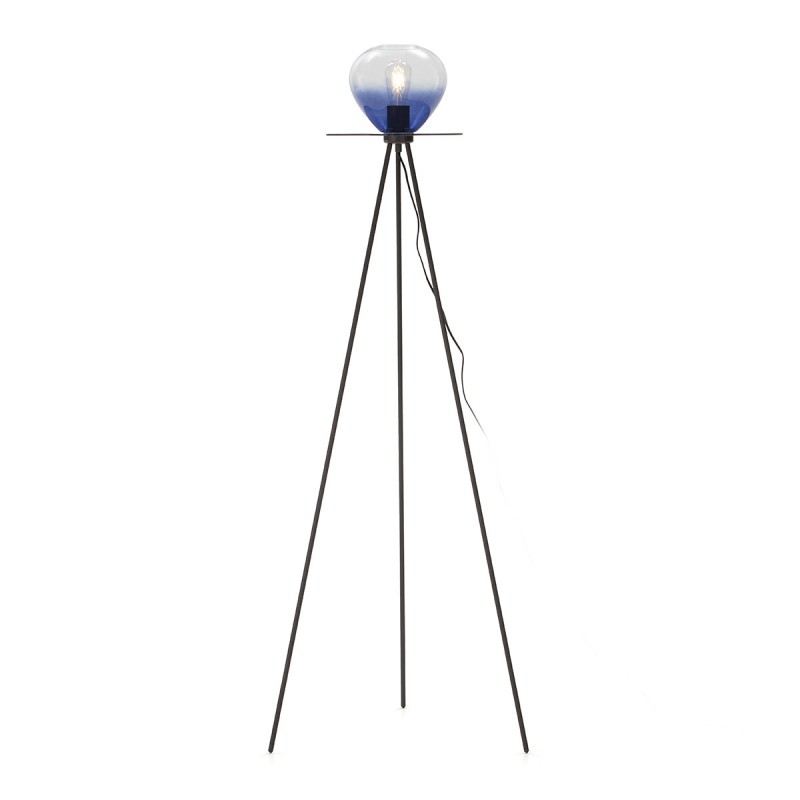 Lámpara De Pié 60X60X160 Metal Negro Cristal Azul - image 52323