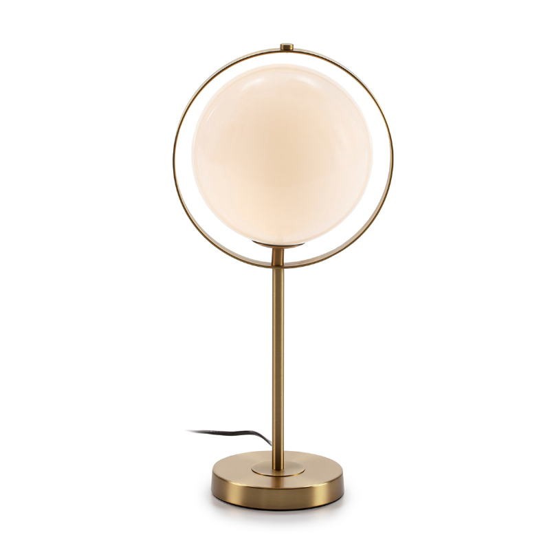 Table Lamp 25X25X52 Glass White Metal Golden - image 52356