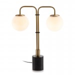Table Lamp 45X15X55 Glass White Marble Black Metal Golden